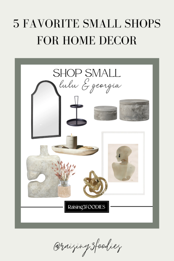 pinterest image, 5 favorite small shops for home decor